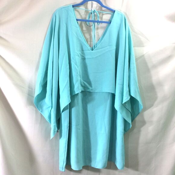 NEW Trina Turk Aqua Azzurra Cape Overlay Dress NWT Resort Wedding Cocktail XXL - Picture 4 of 8